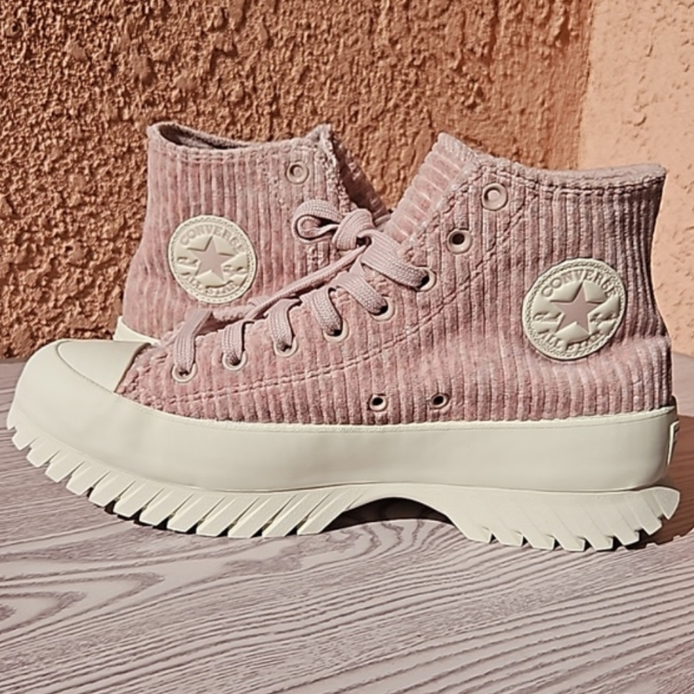 Converse chuck taylor pink velour high top platform sneakers mens 9.5 wo'n 11.5 - Picture 3 of 13